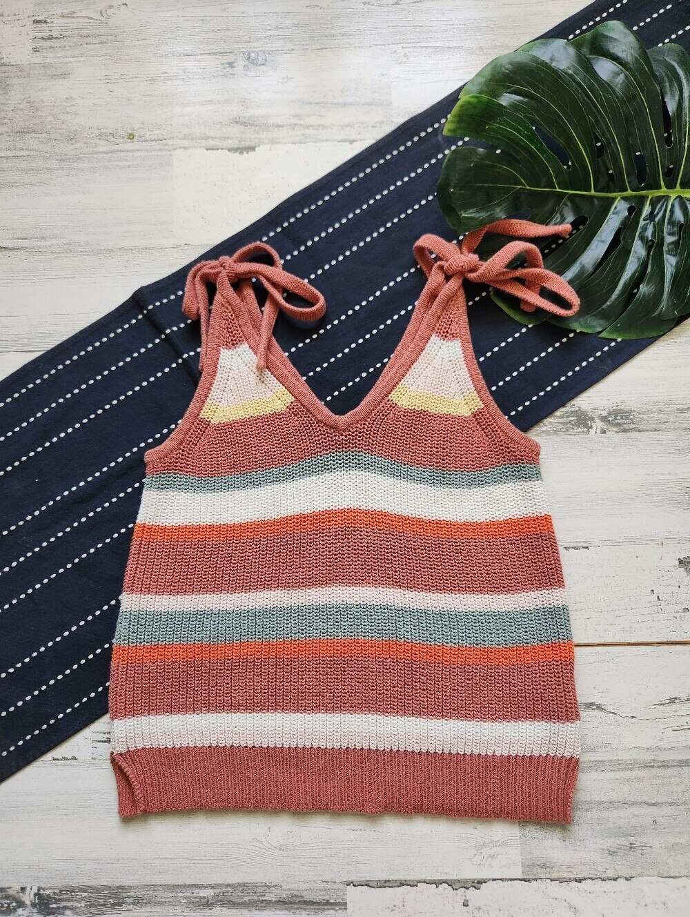 Madewell Striped Grandfield Tie-Strap Sweater Tank Size Small